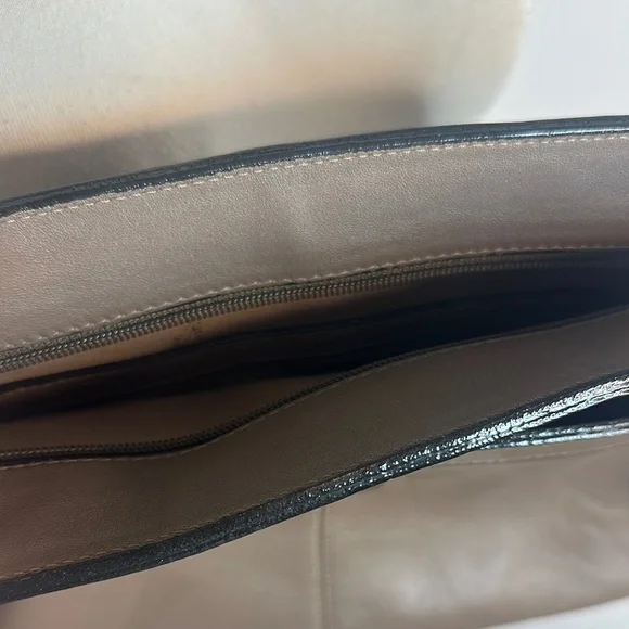 Etienne Aigner Taupe Leather Messenger Bag